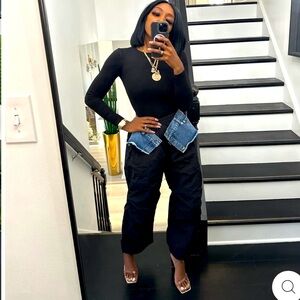 Stylish Black and Blue Denim Joggers